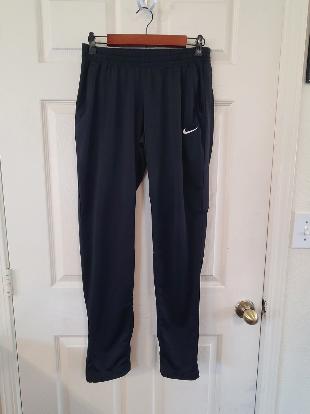 Nike Black Track Pants with White Swoosh Size M